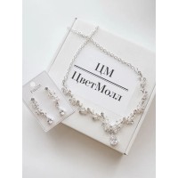 Комплект колье и серьги свадебные 'Онеста', женская бижутерия на шею, набор на свадьбу, выпускной, праздник, мероприятие, в подарок